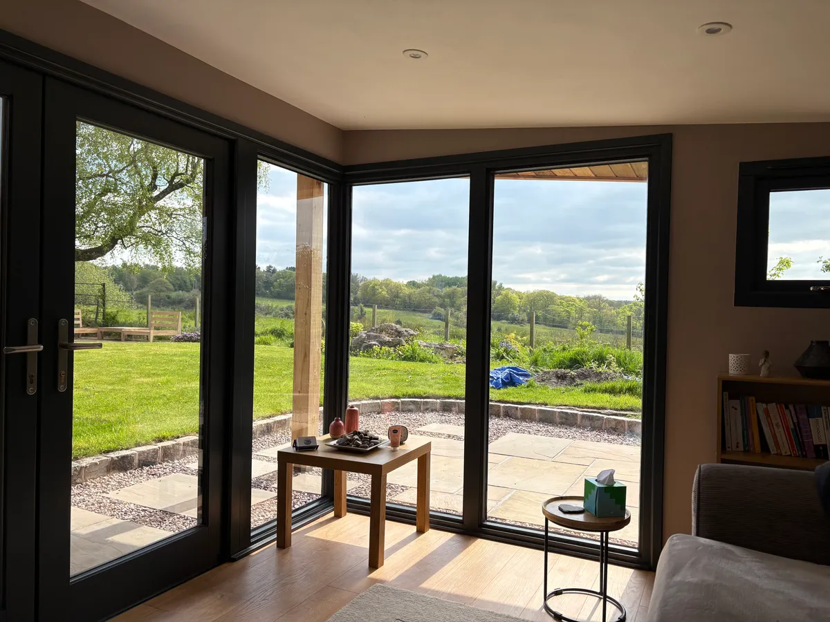 A picture of the therapy room looking outside